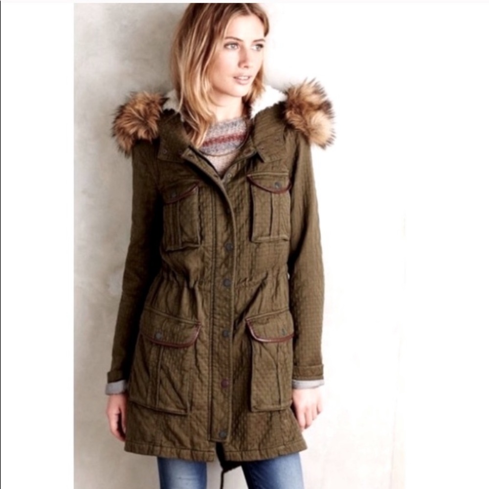 Anthropologie hei hei anorak army green coat